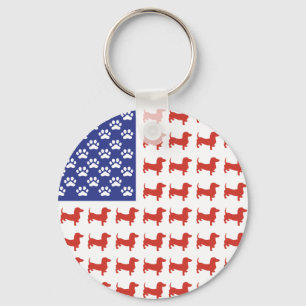 Patriotic Dachshund Doxie Keychain
