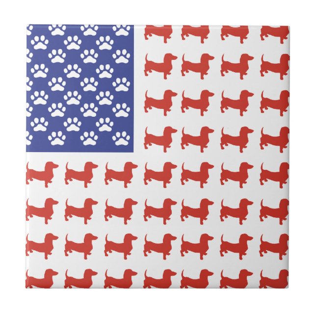 Patriotic Dachshund Doxie Tile (Front)