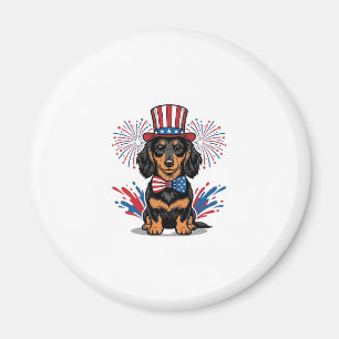 Patriotic Dachshund Fireworks Vintage Vector Art_1 Magnet