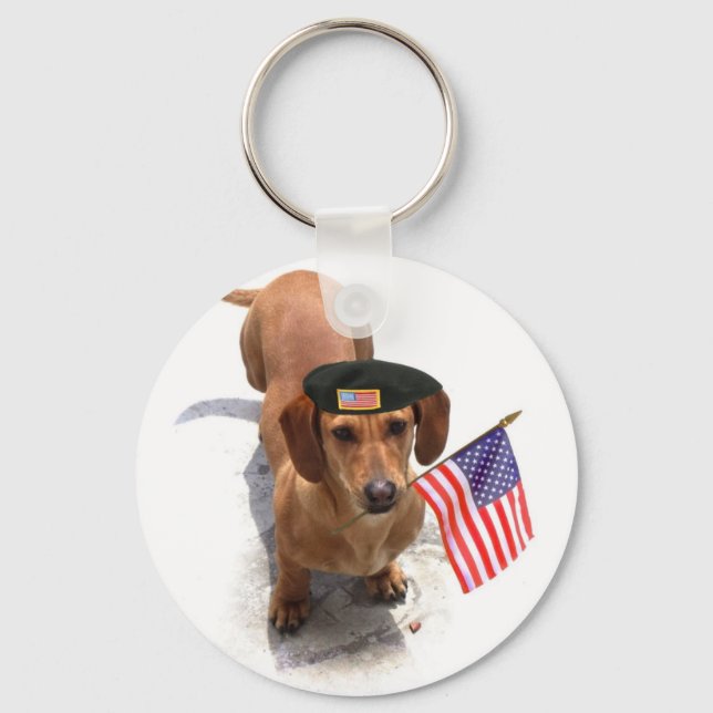Patriotic dachshund keychain (Front)