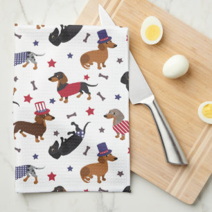 Patriotic Dachshund Kitchen Towel