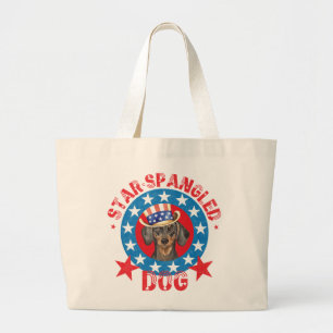 Patriotic Dachshund Large Tote Bag