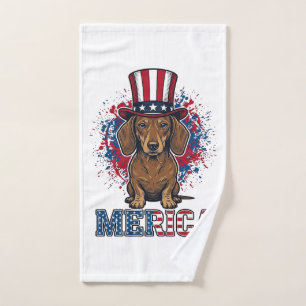 Patriotic Dachshund Merica Vintage Dog Shirt_1 Hand Towel