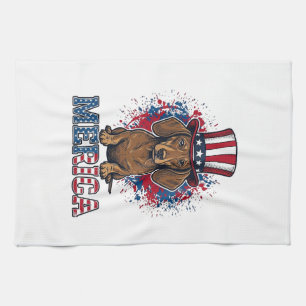 Patriotic Dachshund Merica Vintage Dog Shirt_1 Kitchen Towel