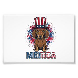 Patriotic Dachshund Merica Vintage Dog Shirt_1 Photo Print