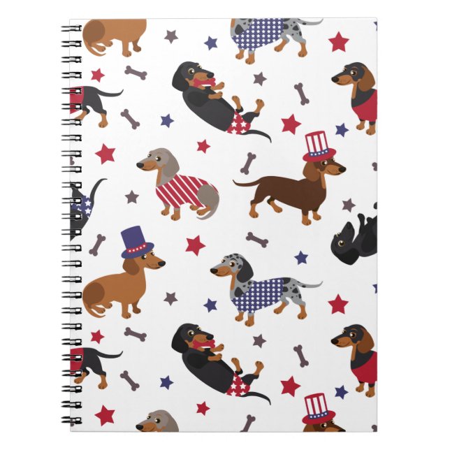 Patriotic Dachshund Notebook (Front)