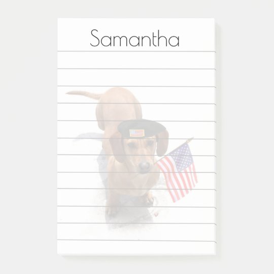 Patriotic Dachshund post it notes pad