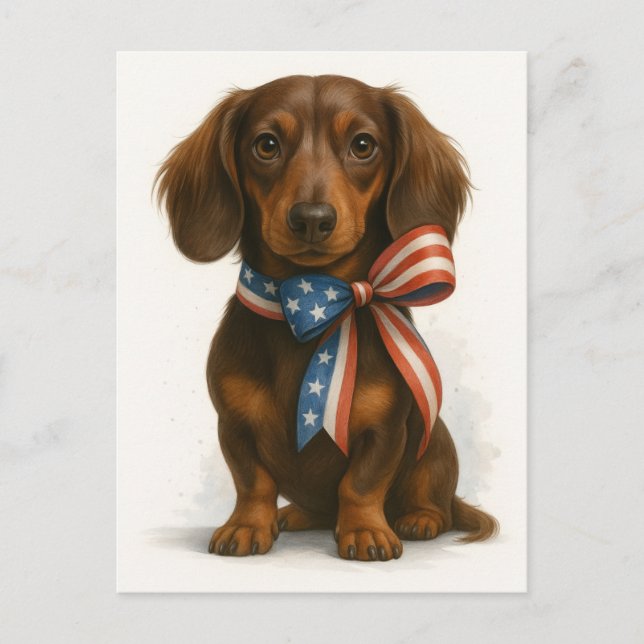 Patriotic Dachshund Postcard (Front)