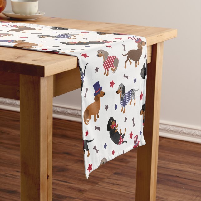Patriotic Dachshund Short Table Runner (In Situ)