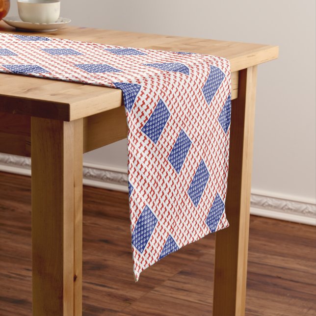 Patriotic  Dachshund Short Table Runner (In Situ)