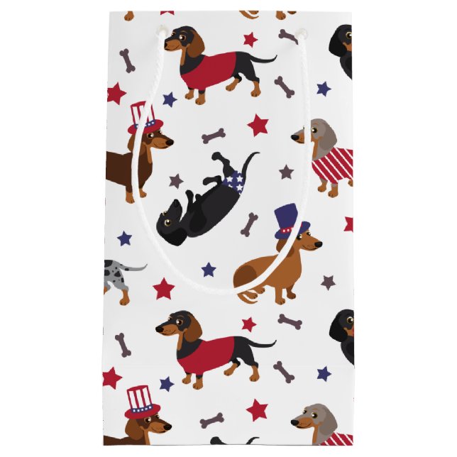 Patriotic Dachshund Small Gift Bag (Front)