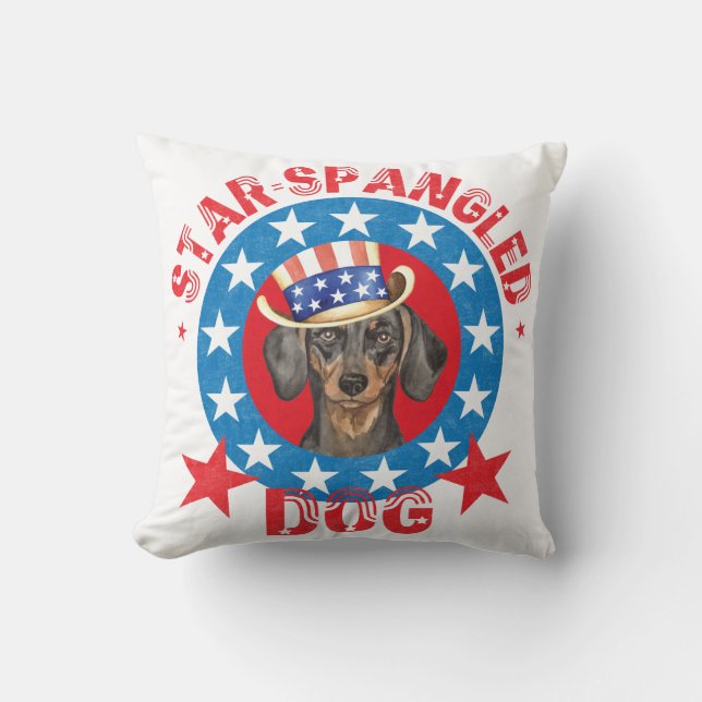 Patriotic Dachshund Throw Pillow (Front)