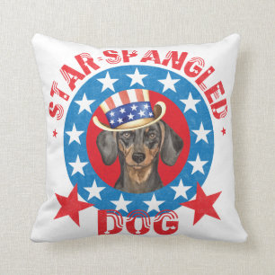Patriotic Dachshund Throw Pillow