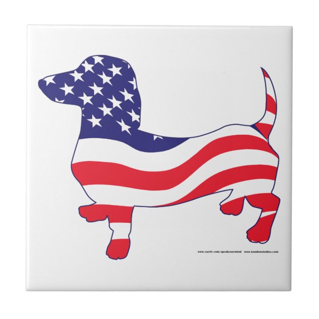 Patriotic Dachshund Tile (Front)