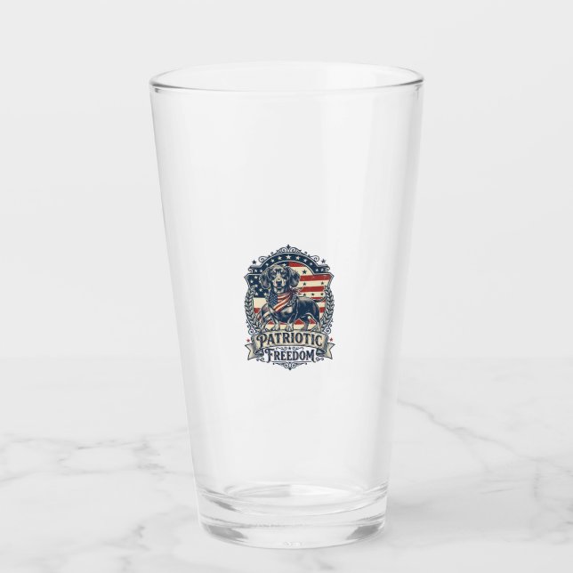 Patriotic Dachshund Vector Graphic Tee_1 Glass (Front)