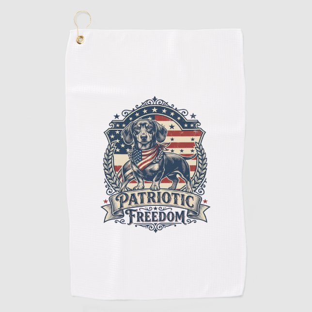 Patriotic Dachshund Vector Graphic Tee_1 Golf Towel (Front)