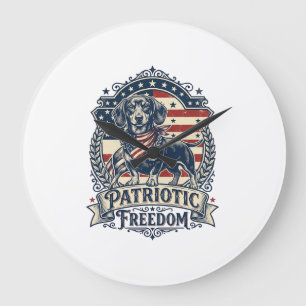 Patriotic Dachshund Vector Graphic Tee_1 Large Clock