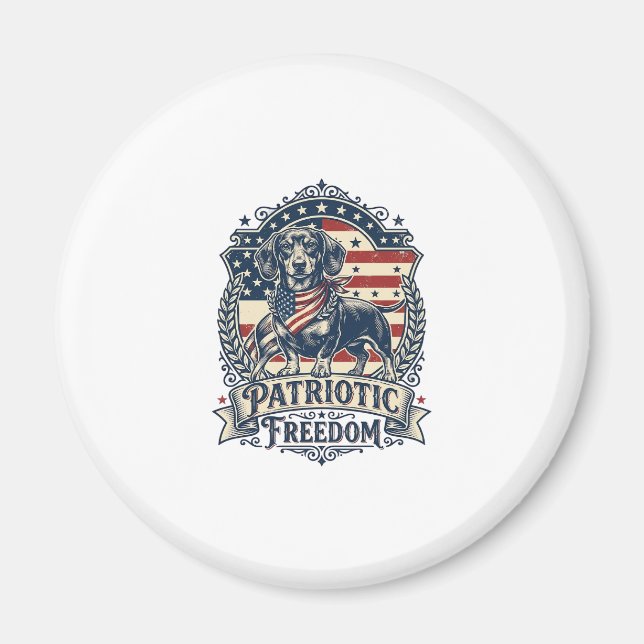 Patriotic Dachshund Vector Graphic Tee_1 Magnet (Front)