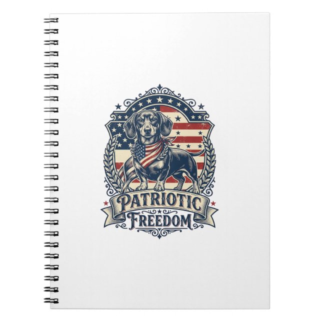 Patriotic Dachshund Vector Graphic Tee_1 Notebook (Front)