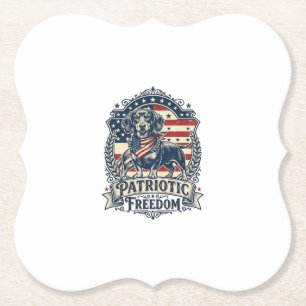 Patriotic Dachshund Vector Graphic Tee_1 Paper Coaster