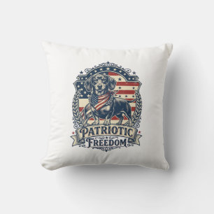 Patriotic Dachshund Vector Graphic Tee_1 Throw Pillow