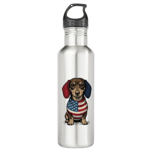 Patriotic Dachshund Vintage Engraving Vector Desig 710 Ml Water Bottle
