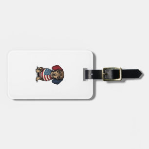 Patriotic Dachshund Vintage Engraving Vector Desig Luggage Tag