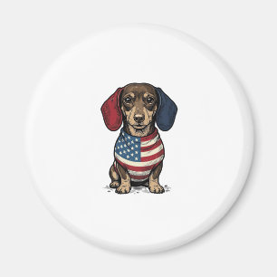 Patriotic Dachshund Vintage Engraving Vector Desig Magnet