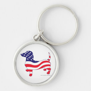 Patriotic Dachshund / Wiener Keychain