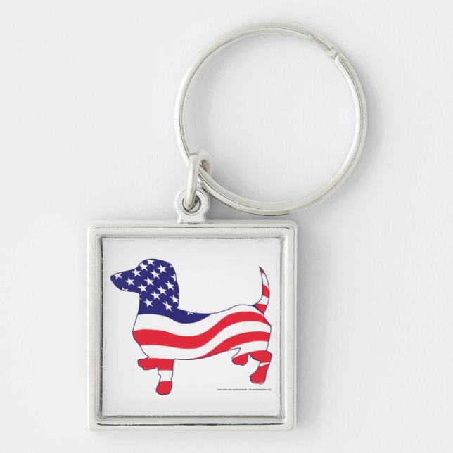 Patriotic Dachshund / Wiener Keychain (Front)