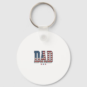 Patriotic Dad American Flag Vintage Vector Design_ Keychain