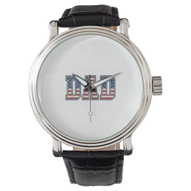 Patriotic Dad Flag Lettering Vector Design_1 Watch (Front)