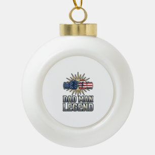 Patriotic Dad Man Legend Vintage T-Shirt Design_1 Ceramic Ball Christmas Ornament