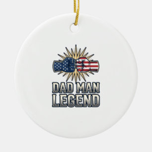 Patriotic Dad Man Legend Vintage T-Shirt Design_1 Ceramic Ornament