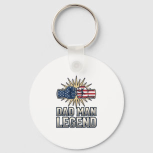 Patriotic Dad Man Legend Vintage T-Shirt Design_1 Keychain