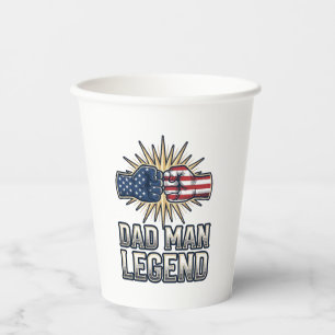 Patriotic Dad Man Legend Vintage T-Shirt Design_1 Paper Cups