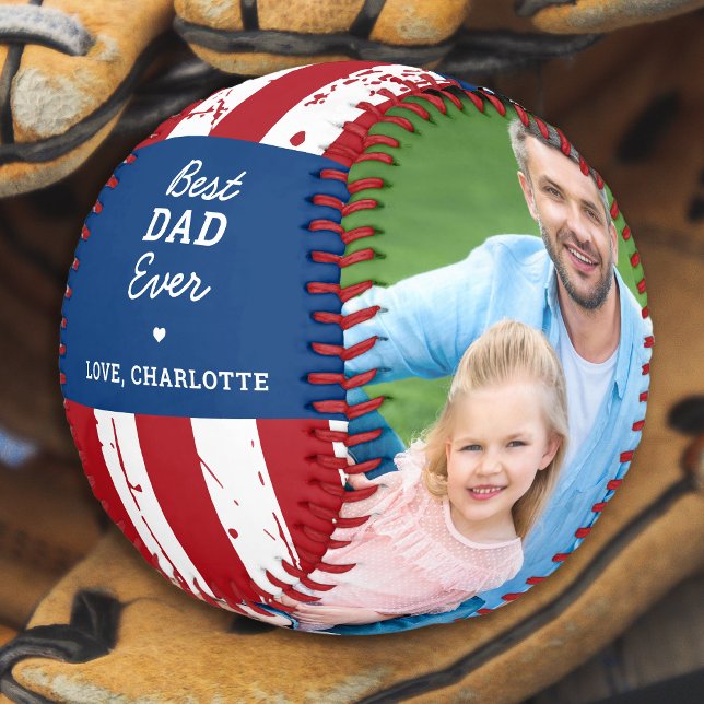 Patriotic DAD Personalized American Flag 2 Photo   Baseball (Creator Uploaded)