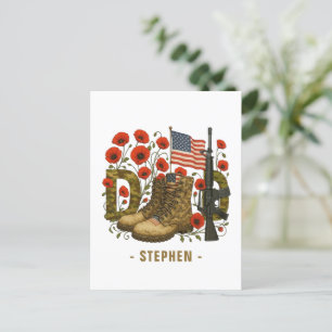 Patriotic Dad – USA Flag with Combat Boots Postcard