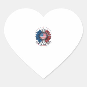 Patriotic Daisy Thank For Your Service Shirt Desig Heart Sticker