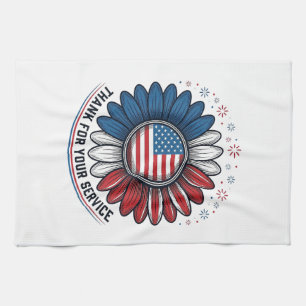 Patriotic Daisy Thank For Your Service Shirt Desig Kitchen Towel
