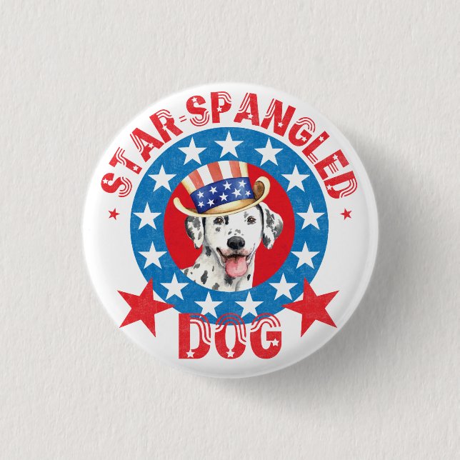 Patriotic Dalmatian 1 Inch Round Button (Front)