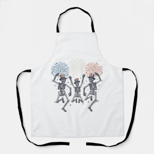 Patriotic Dancing Skeleton Fireworks Vintage Shirt Apron