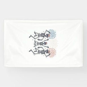 Patriotic Dancing Skeleton Fireworks Vintage Shirt Banner