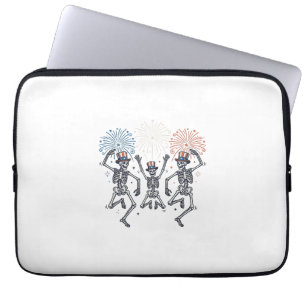 Patriotic Dancing Skeleton Fireworks Vintage Shirt Laptop Sleeve