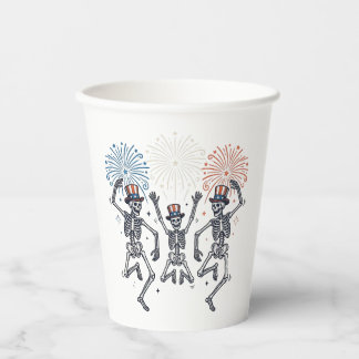 Patriotic Dancing Skeleton Fireworks Vintage Shirt Paper Cups