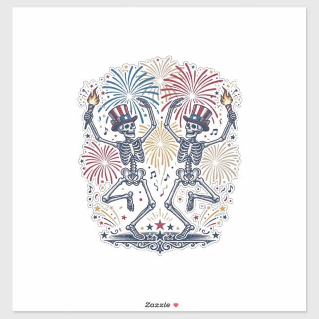 Patriotic Dancing Skeletons Fireworks 4th of July  (Sheet)
