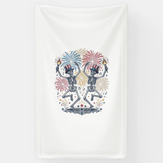 Patriotic Dancing Skeletons Fireworks 4th of July  Banner