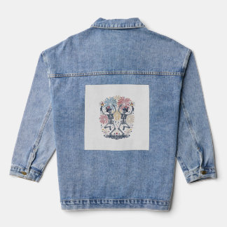 Patriotic Dancing Skeletons Fireworks 4th of July  Denim Jacket