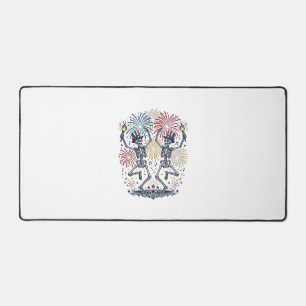 Patriotic Dancing Skeletons Fireworks 4th of July Desk Mat