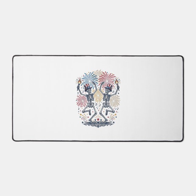 Patriotic Dancing Skeletons Fireworks 4th of July  Desk Mat (Front)